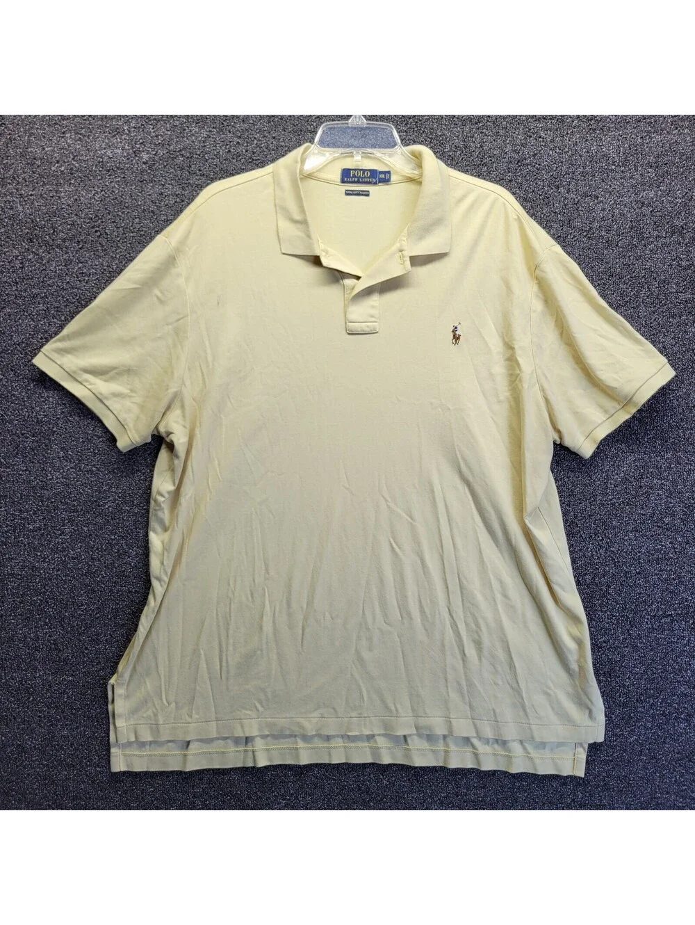 Ralph Lauren Polo Shirt Mens 2XL Yellow Pima Soft Touch Casual Short Sleeve READ